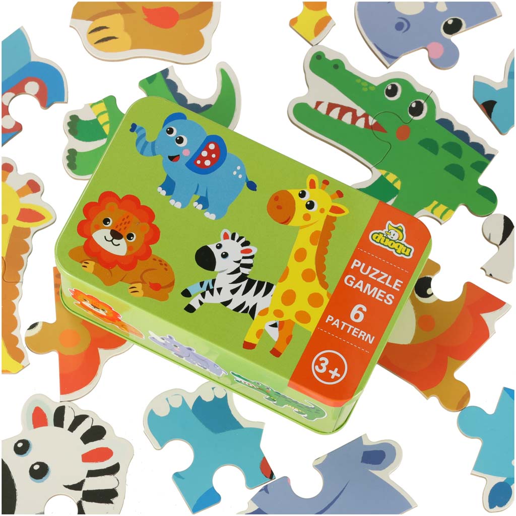 Puzzle v plechovce safari zvířata 25 puzzle KX6015