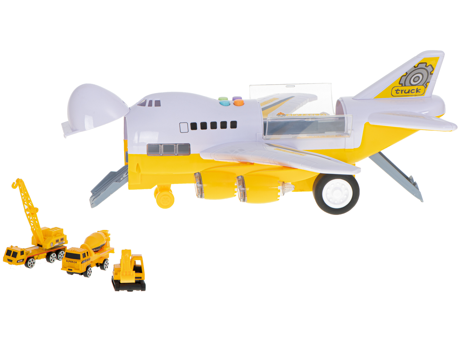 Letadlo Transporter + 6 vozů stavební vozidla boční/přední KX5987