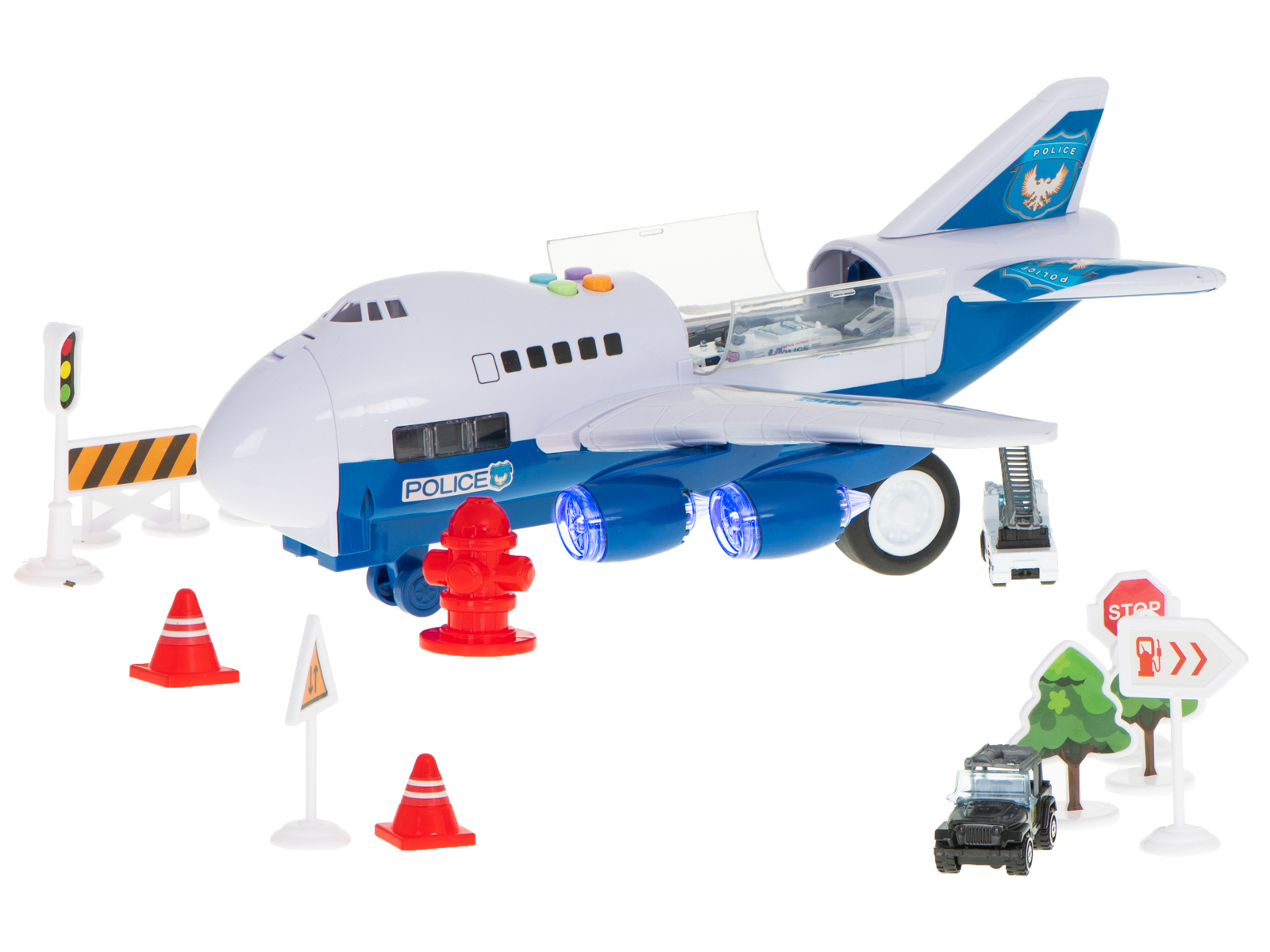 Letadlo Transporter + 6 vozů policie boční/přední KX5986