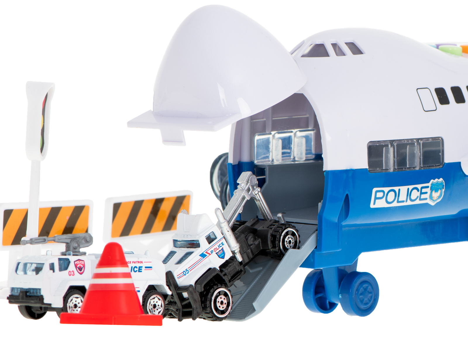 Letadlo Transporter + 6 vozů policie boční/přední KX5986