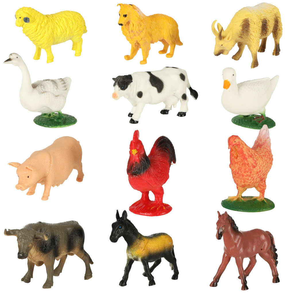 Sada figurek hospodářských zvířat kráva kůň 12ks KX5842