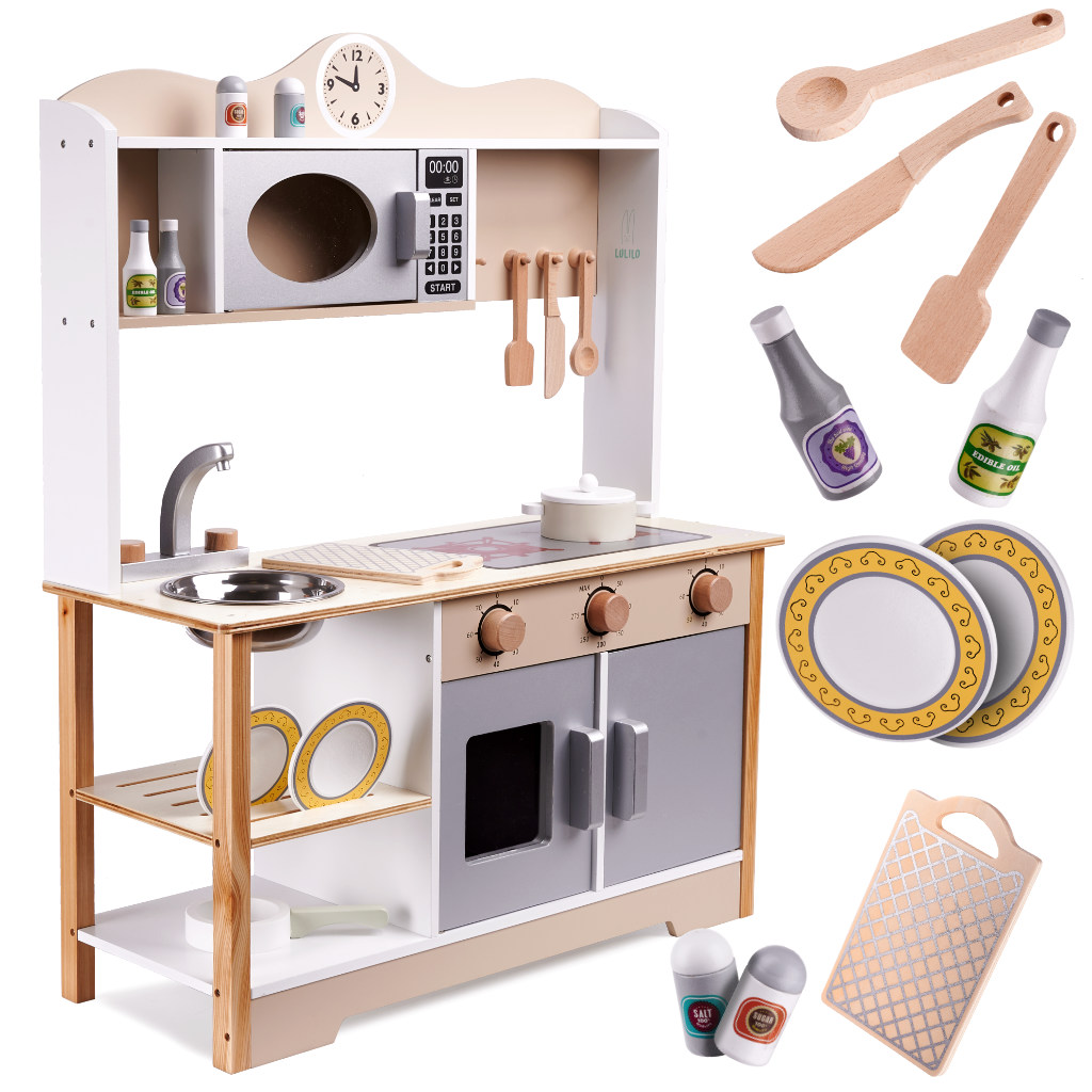 Kinderküche aus Holz MDF KUKETO Zubehör 85cm LULILO