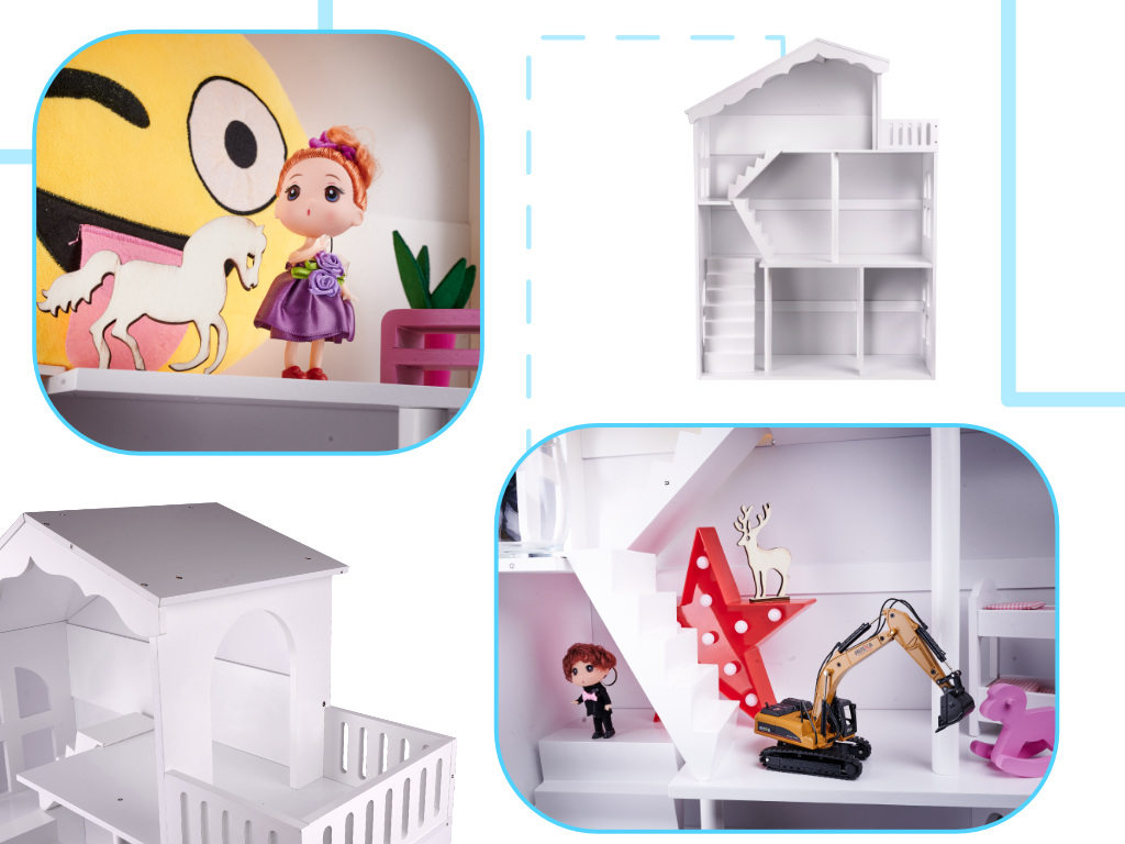 LULILO regál na hračky domeček knihovna 2v1 CALLA 116cm XXL KX5547