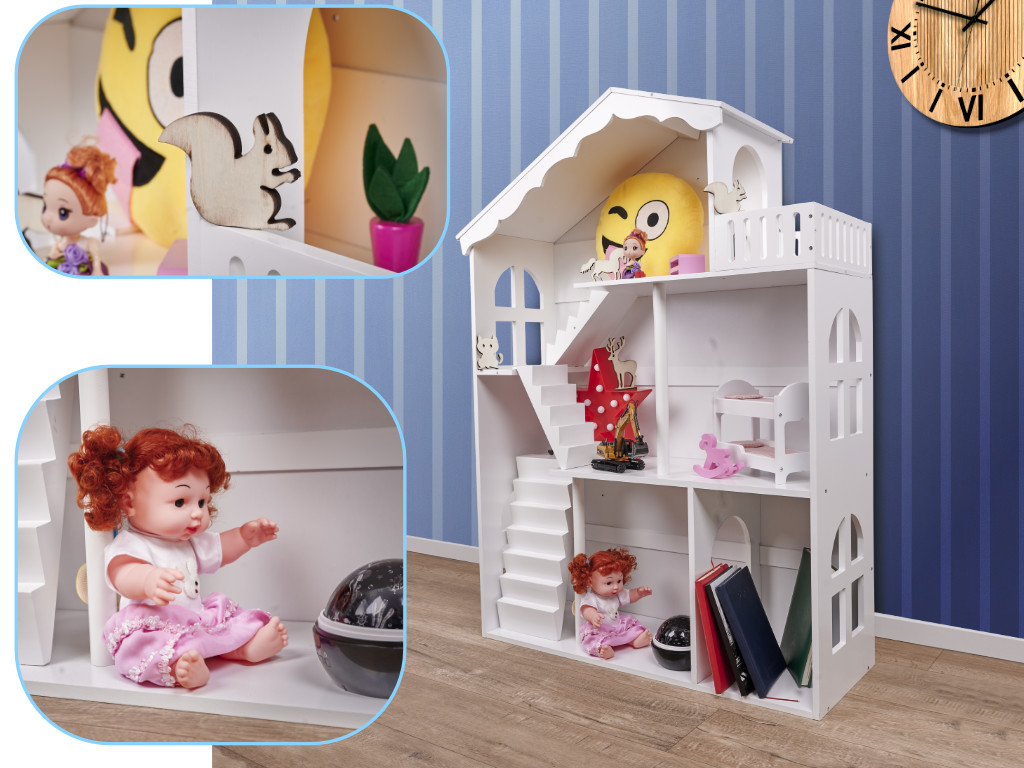 LULILO regál na hračky domeček knihovna 2v1 CALLA 116cm XXL KX5547