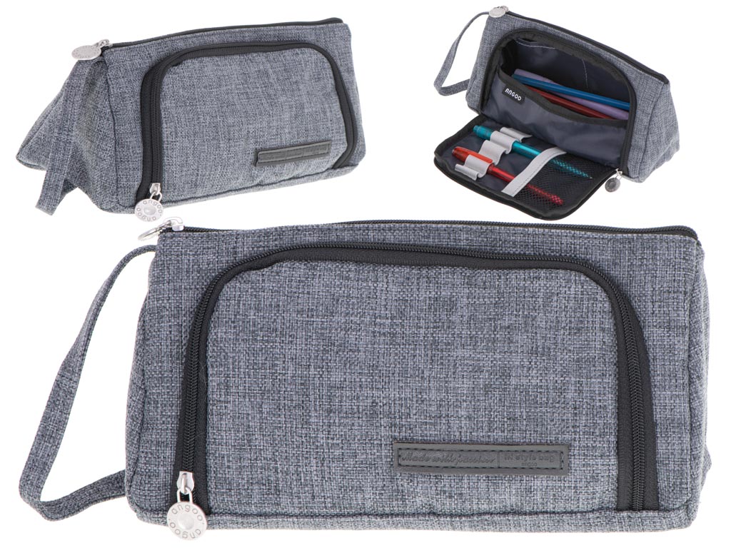 Schulmäppchen Doppelbeutel-Etui grau