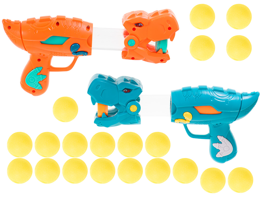 Střelba na terč 2 zbraně + 20 míčků dinosaurus KX5545