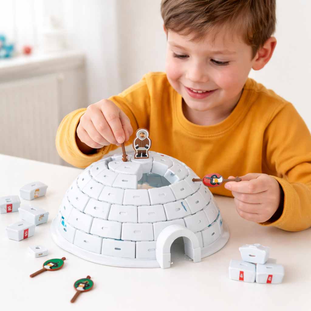 Gra zręcznościowa zbuduj igloo pingwiny