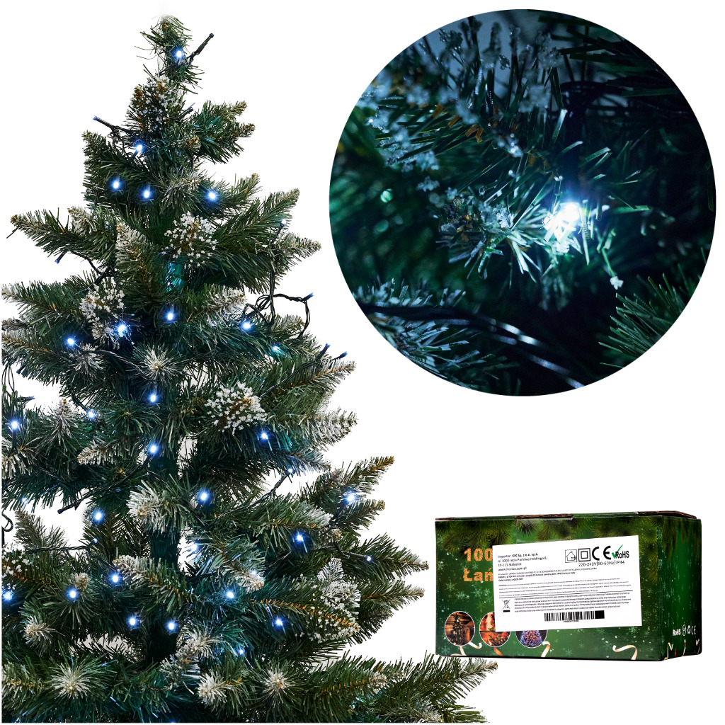 LED Lichterkette 10m 100LED kaltweiß 8 Leuchtmodi