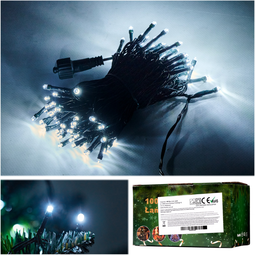 LED světelný řetěz 10m 100LED studená bílá KX5235_1