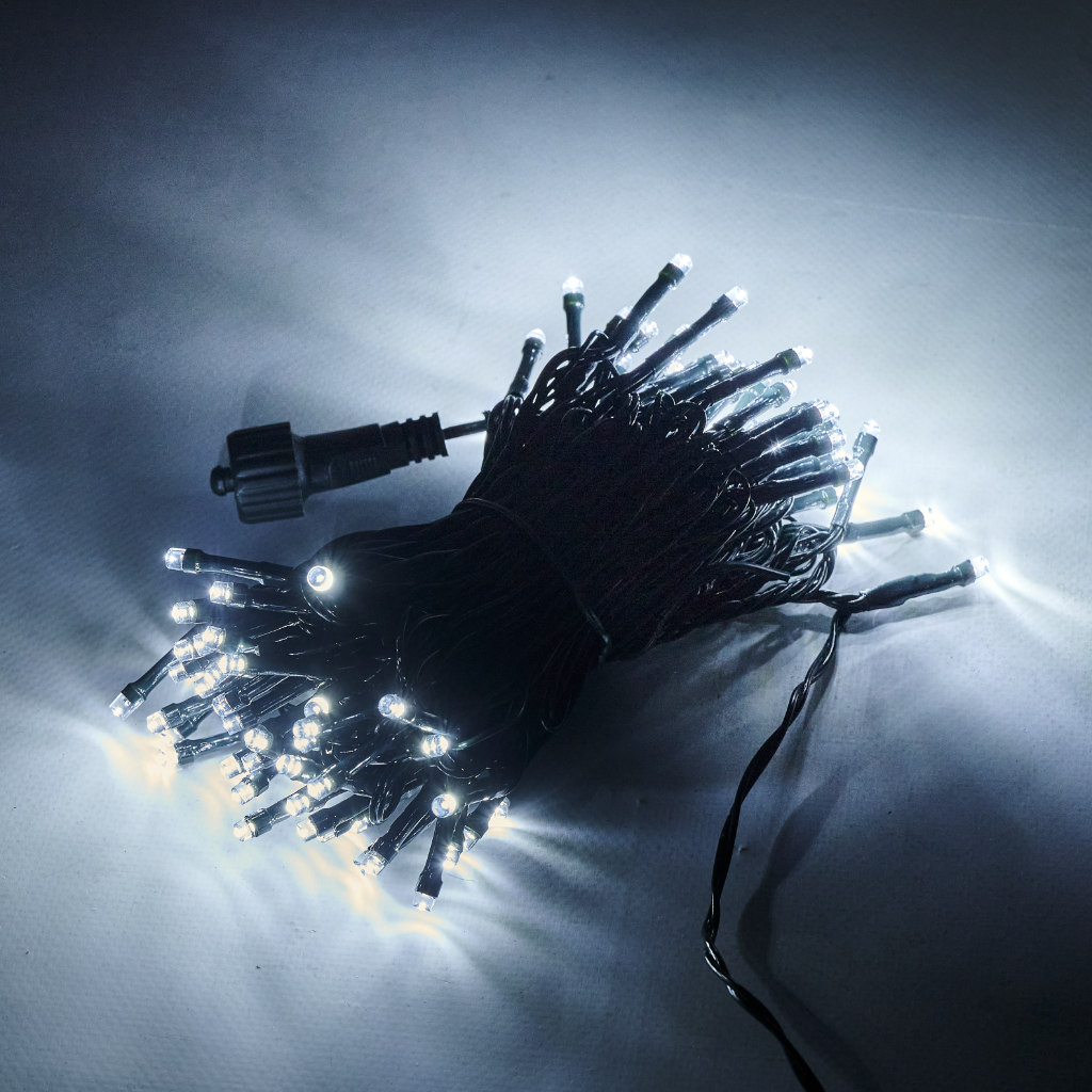 LED světelný řetěz 10m 100LED studená bílá KX5235_1