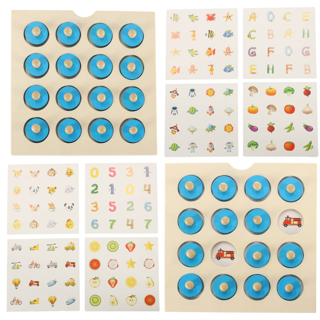 Dřevěná desková hra puzzle paměť + 4 karty KX5365