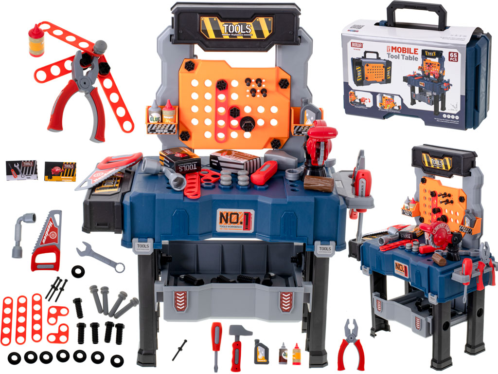 DIY-Werkstatt-Set Tisch + Werkzeug 65el.