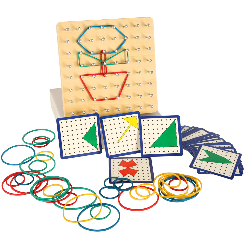 Geoboard geoplan dřevěná skládačka vytvářející tvary pomocí gumiček KX5177