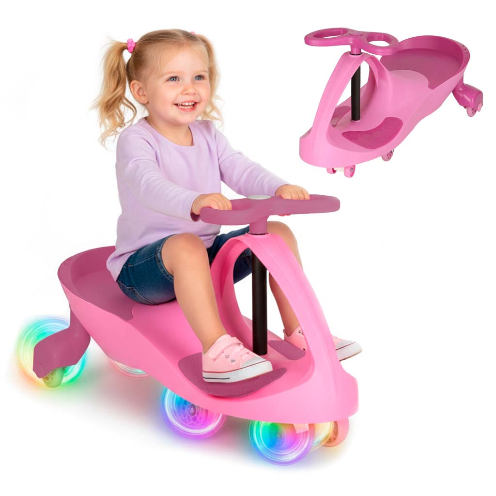 Gravitační horská dráha svítící LED kola růžová KX4880