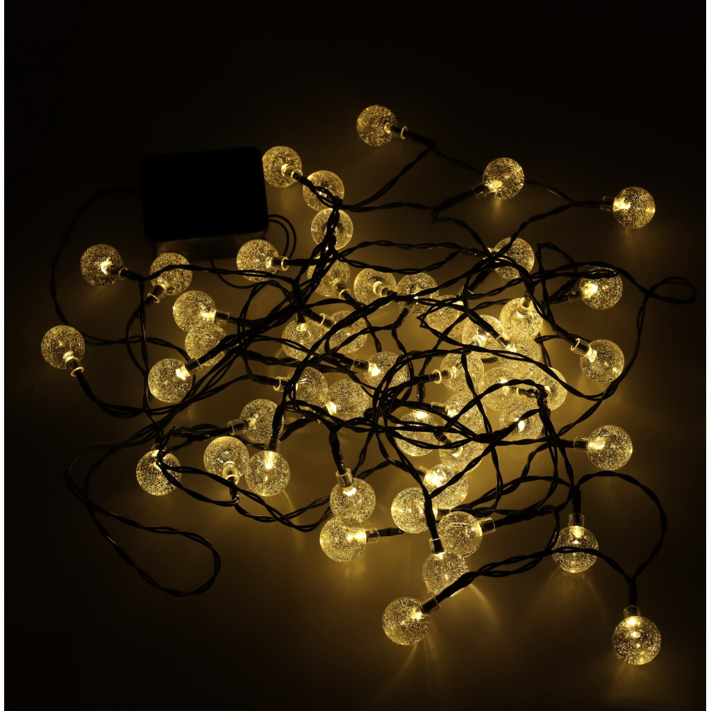 Solární zahradní osvětlení koule 7m 50LED teplá bílá KX4970