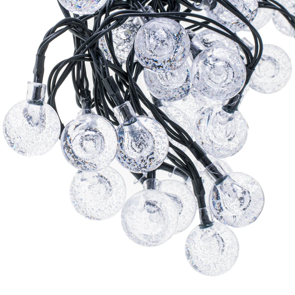Solární zahradní osvětlení koule 7m 50LED teplá bílá KX4970