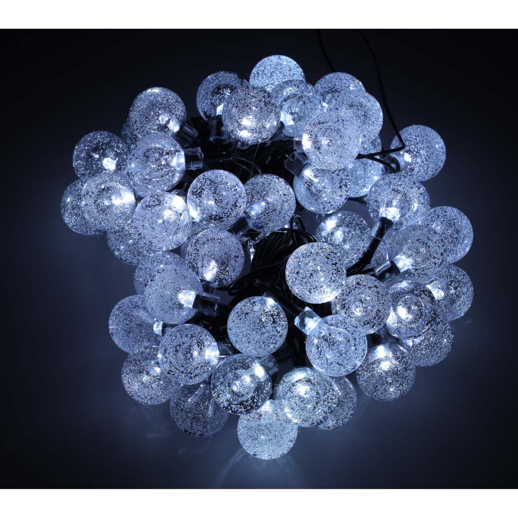 Solární zahradní osvětlení koule 7m 50LED studená bílá KX4970_1