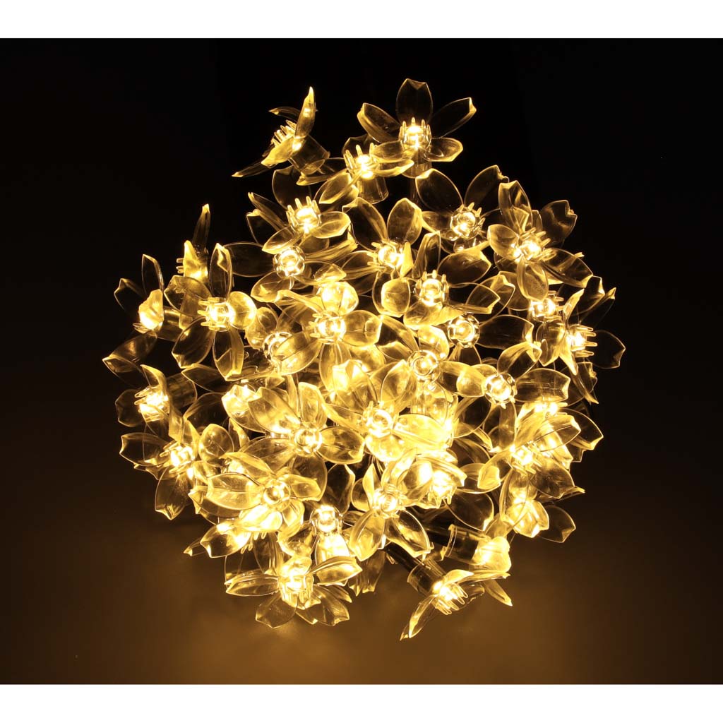 Solární květinové zahradní osvětlení 7m 50LED teplá bílá KX4969