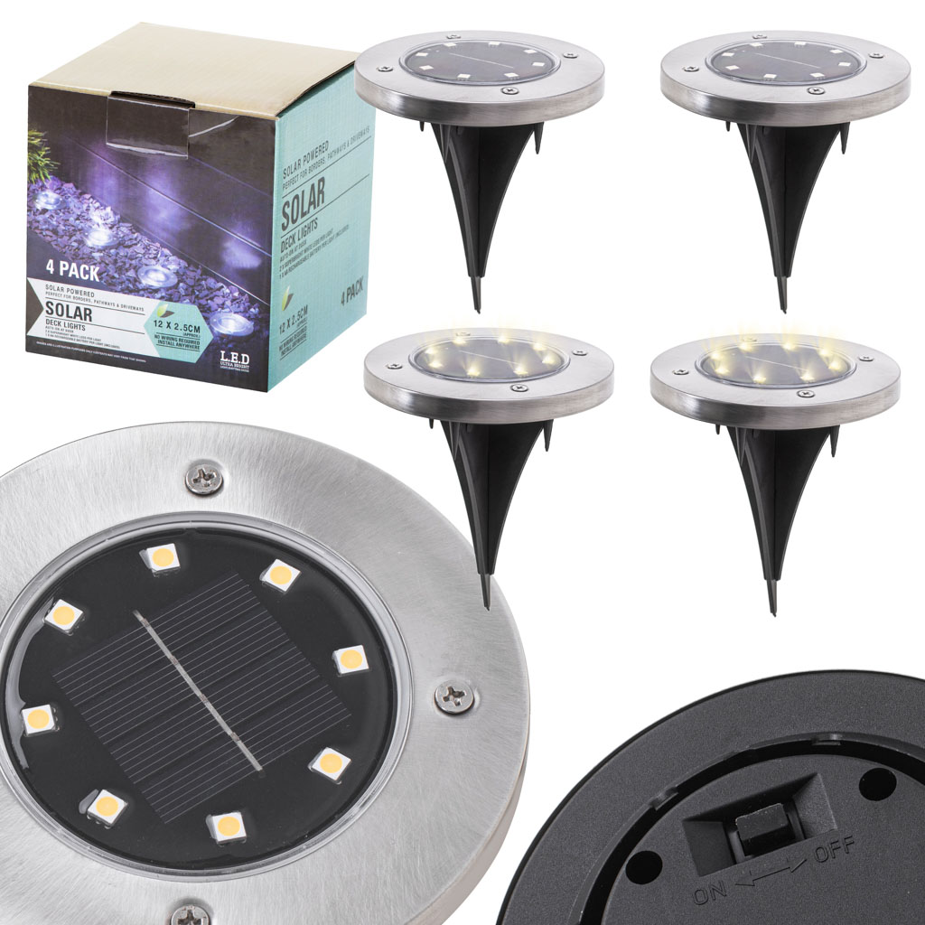 Pozemní solární zahradní osvětlení 8LED 4ks studená bílá KX4964_1
