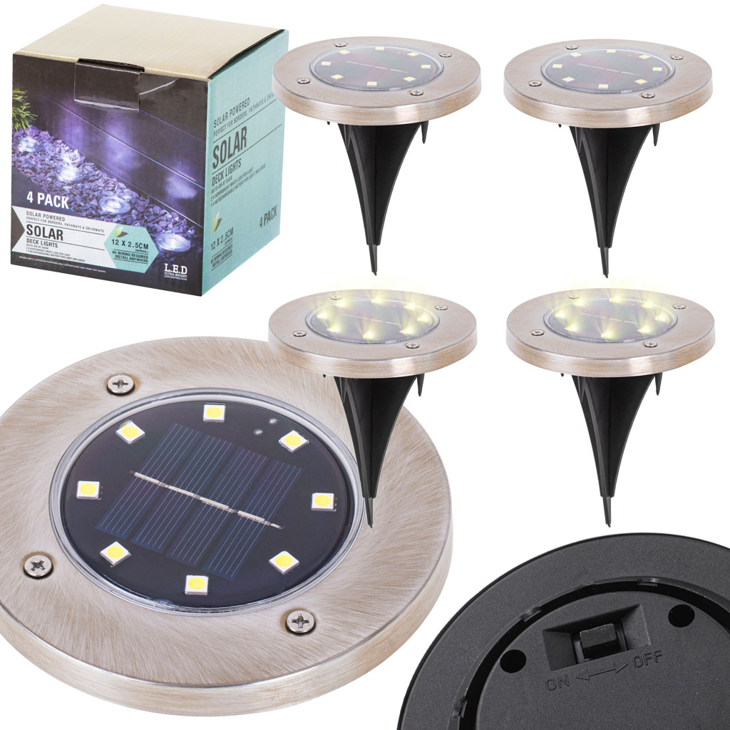Solární pozemní zahradní stropní světla 8LED 4ks teplá bílá KX4964