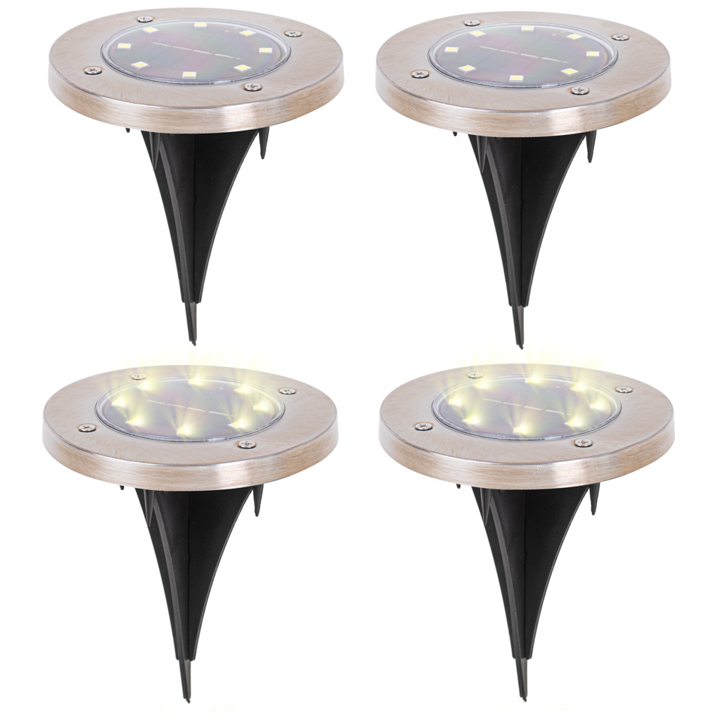 Solární pozemní zahradní stropní světla 8LED 4ks teplá bílá KX4964