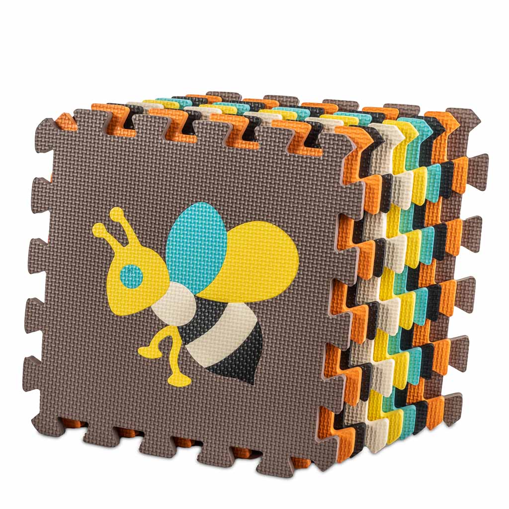 Pěnová podložka pro děti 9 el. barevná zvířátka 85cm x 85cm x 1cm KX5208