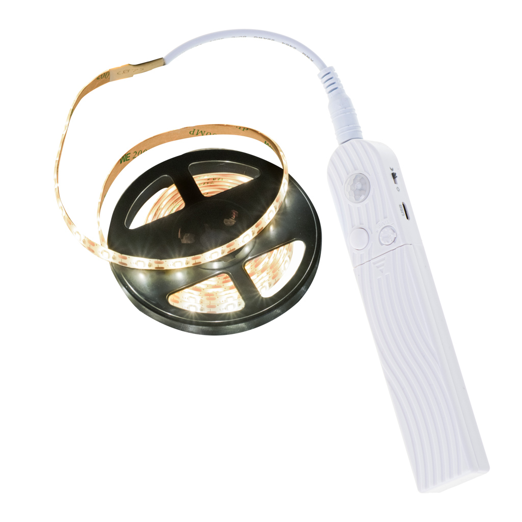 LED pásek s detektorem pohybu napájený baterií USB 2M teplá bílá KX4942