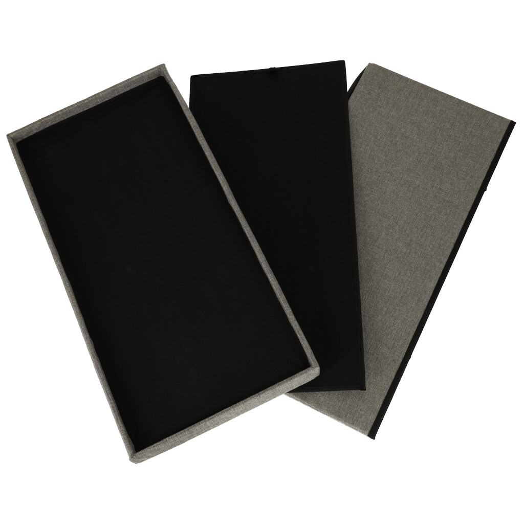 Skládací puf s úložným prostorem šedý velký 76x38x38cm KX4619