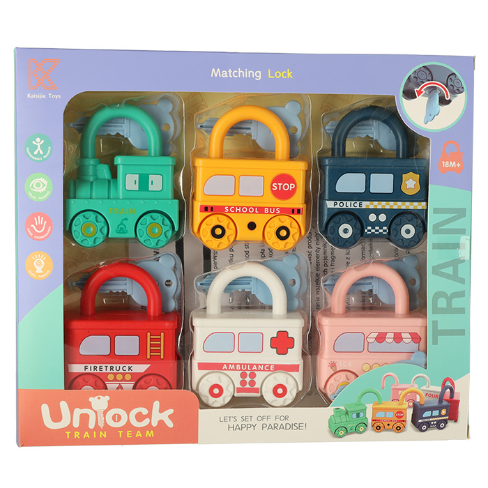 Vzdělávací puzzle hra autíčka visací zámky smyslová hračka Montessori KX4615