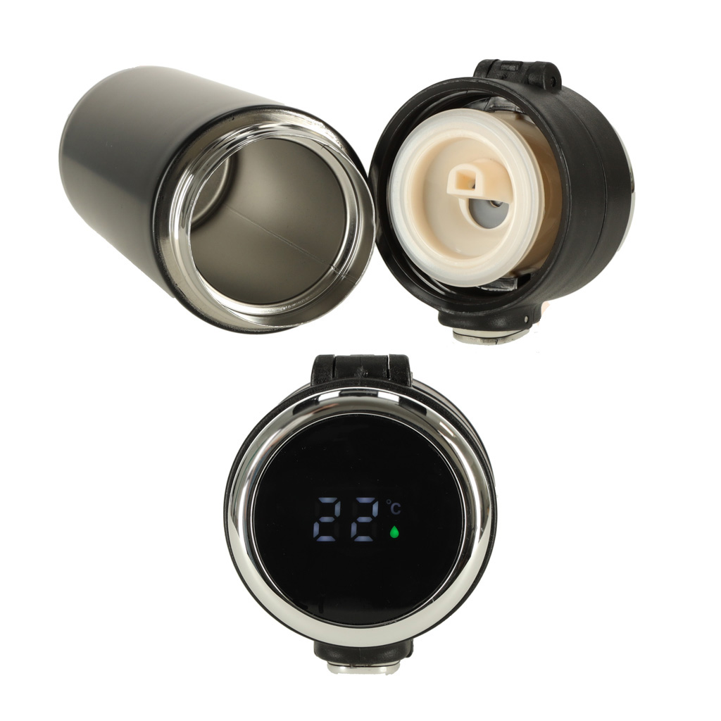 Termohrnek s náustkem LED termoska 420ml černý KX4407