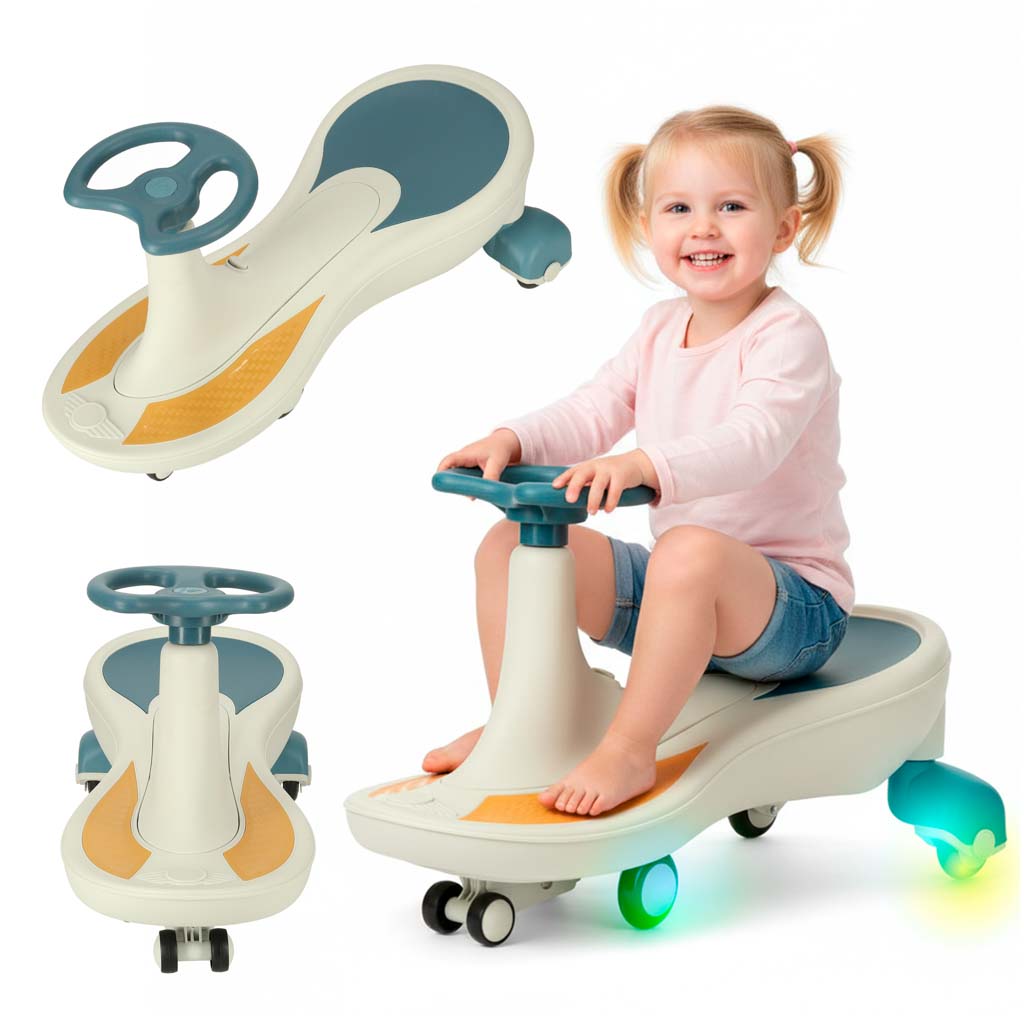 Gravitační horská dráha svítící LED kola s hrající hudbou 76cm modrá a bílá max. 120kg KX4220_1