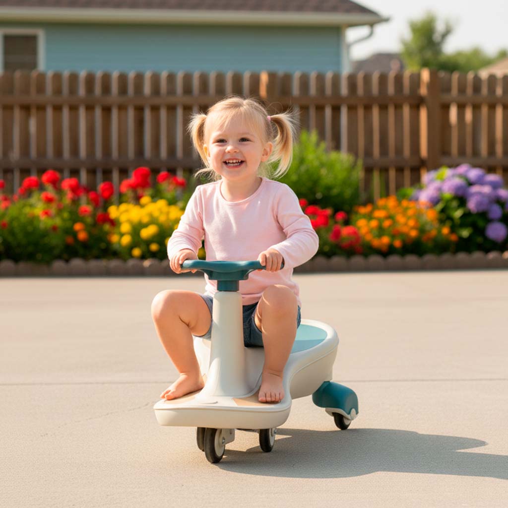 Gravitační horská dráha svítící LED kola s hrající hudbou 76cm modrá a bílá max. 120kg KX4220_1