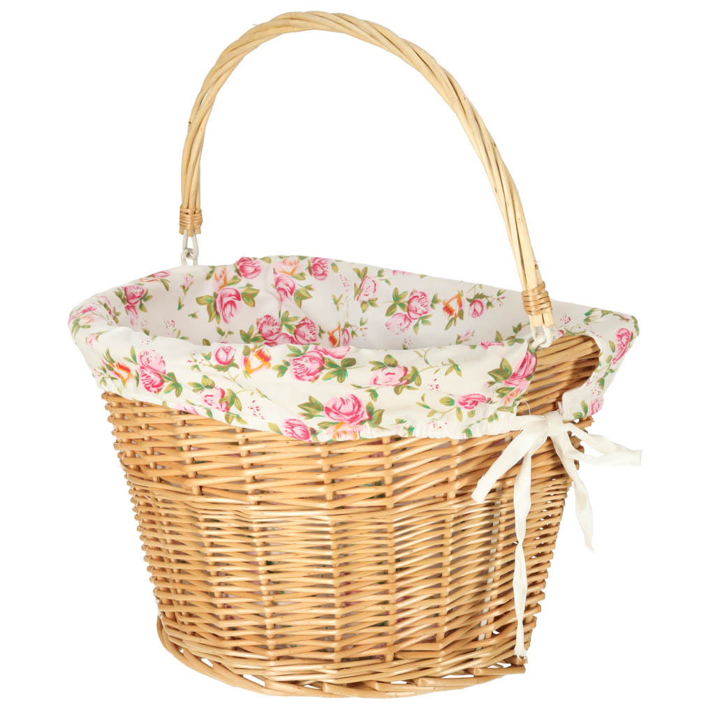 Proutěný košík pro přední koš jízdního kola tkaná květinová vložka KX4337