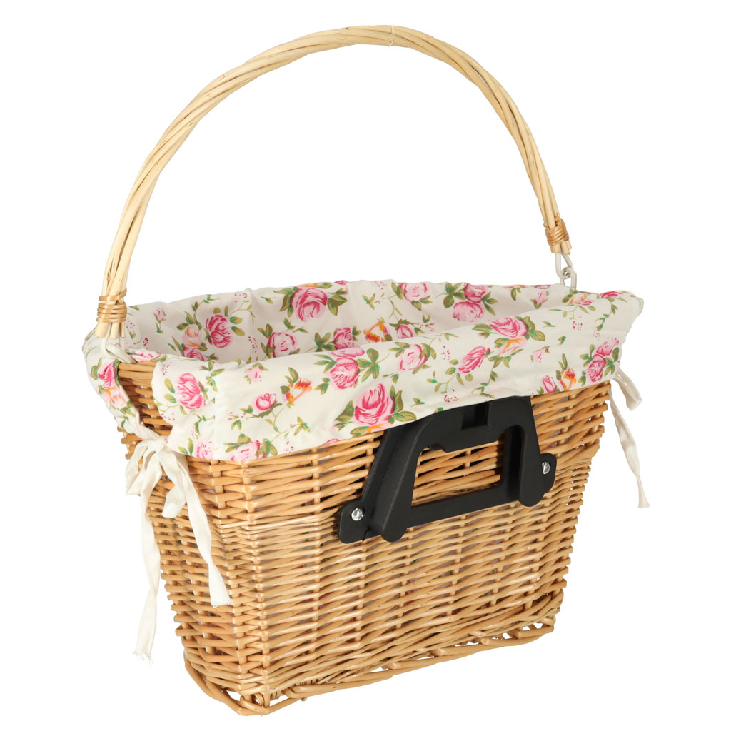 Proutěný košík pro přední koš jízdního kola tkaná květinová vložka KX4337