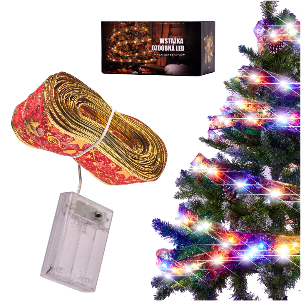 Stuha dekorativní LED pásek 10m 100LED vánoční stromek světla vánoční dekorace vícebarevné s bateriemi KX4352_2