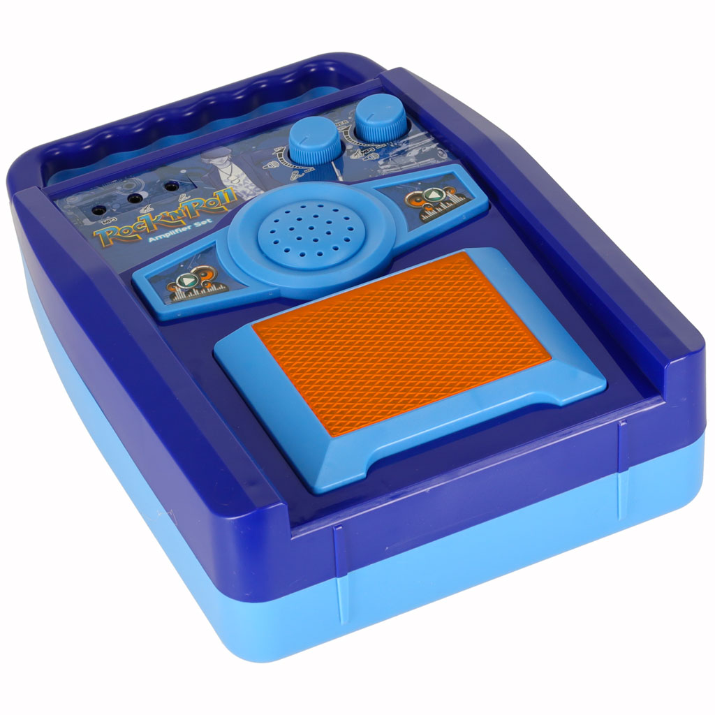 Elektrická rocková kytara se zesilovačem a mikrofonem pro děti modrá KX4332_1