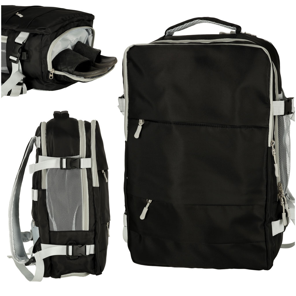Black travel backpack. Wholesale, import from China. Wholesaler Ikonka. Black travel backpack. Wholesale, import from China. Wholesaler Ikonka.