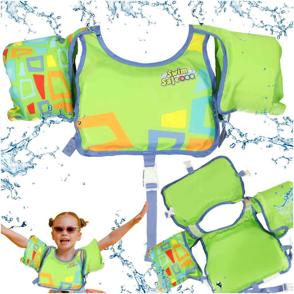 AQUASTAR Zelená plavecká vesta s rukávy KX4014_1