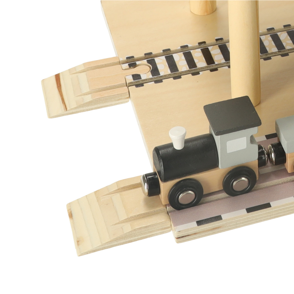 Dřevěný jeřáb jeřáb přístav + auto loď KX3774