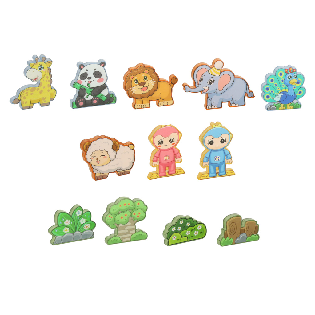 3D stavební magnetické kostky svítící zvířecí park 90 el. KX3629_1