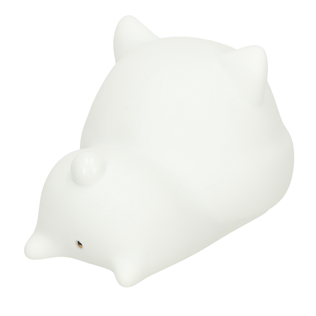 Silikonové noční světlo bílé RGB kočka leží KX3695