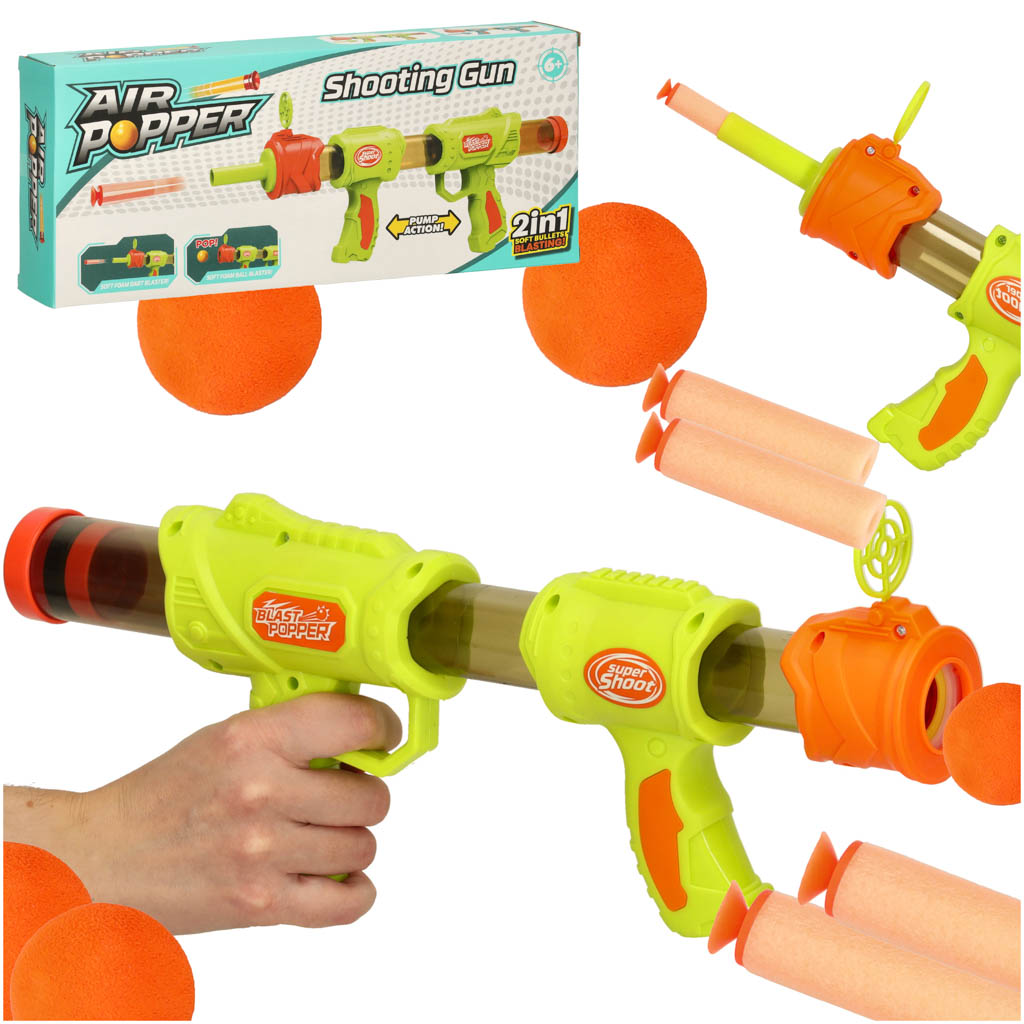 Pistolet na kulki karabin na piankowe naboje solidny dla dzieci gra 2w1 zielony