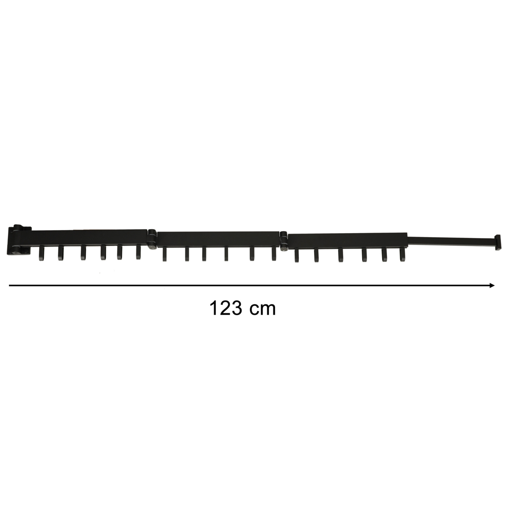 Teleskopický výsuvný nástěnný věšák 114 cm černý KX3850