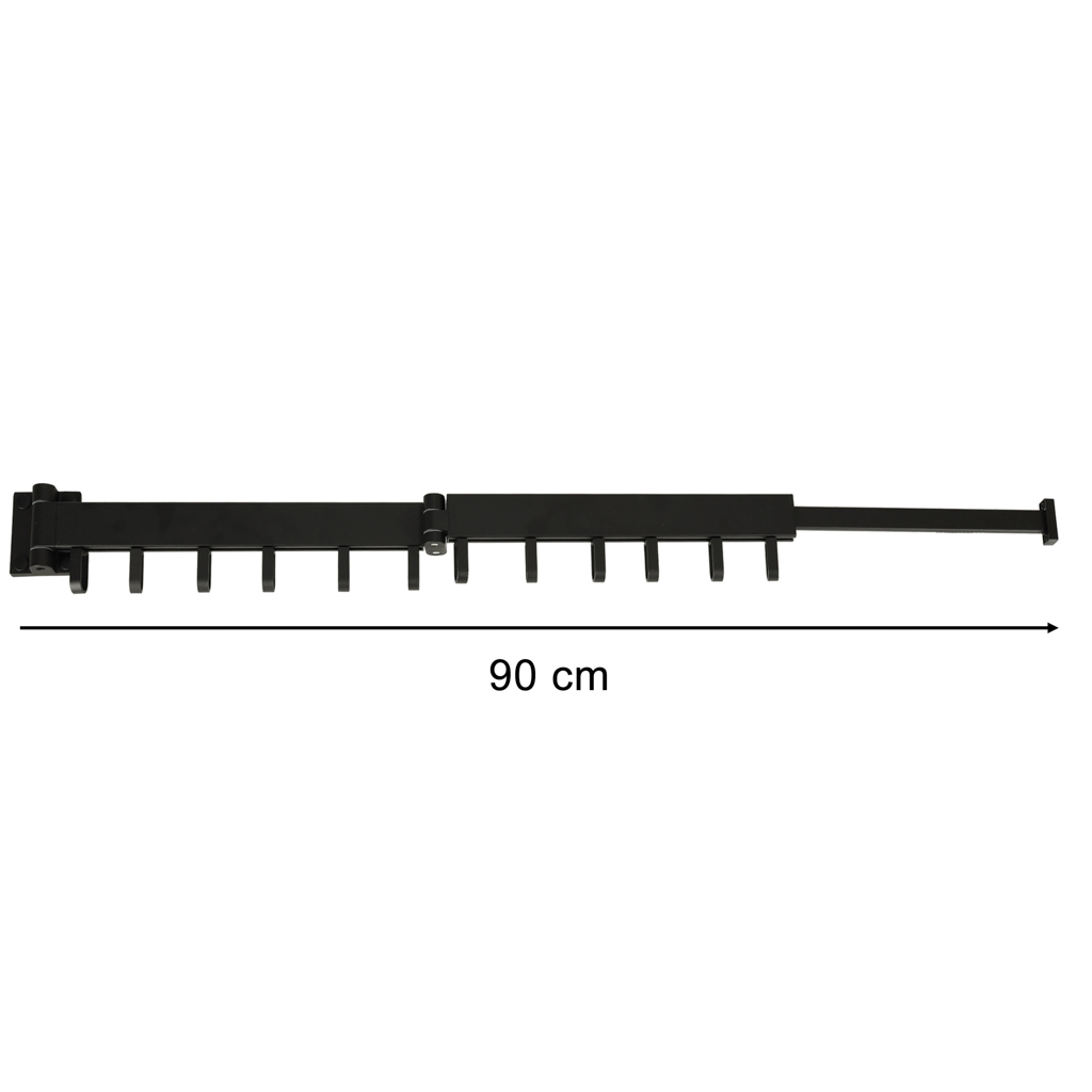 Teleskopický výsuvný nástěnný věšák 84 cm černý KX3849