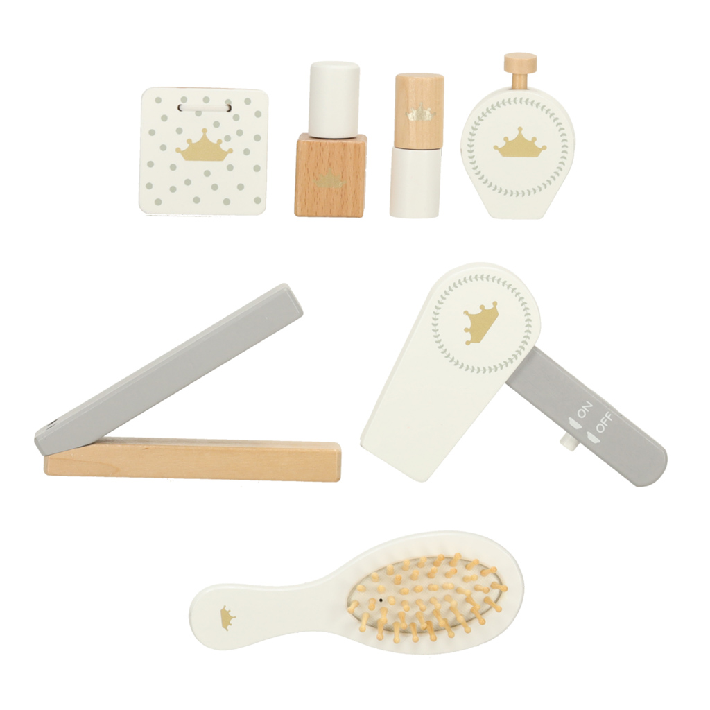 Dětský dřevěný toaletní stolek s doplňky bílý KX3775