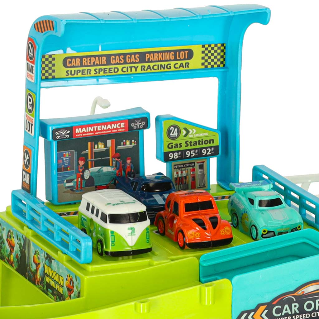 Autodráha garáž dinosaurus 4 auta KX3578