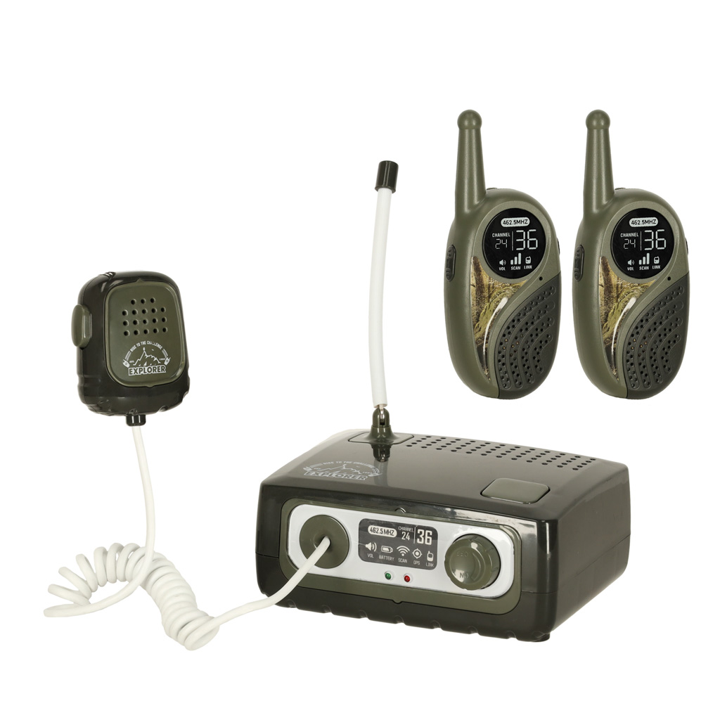 Vysílačka Walkie Talkie s ústřednou pro děti khaki KX3635