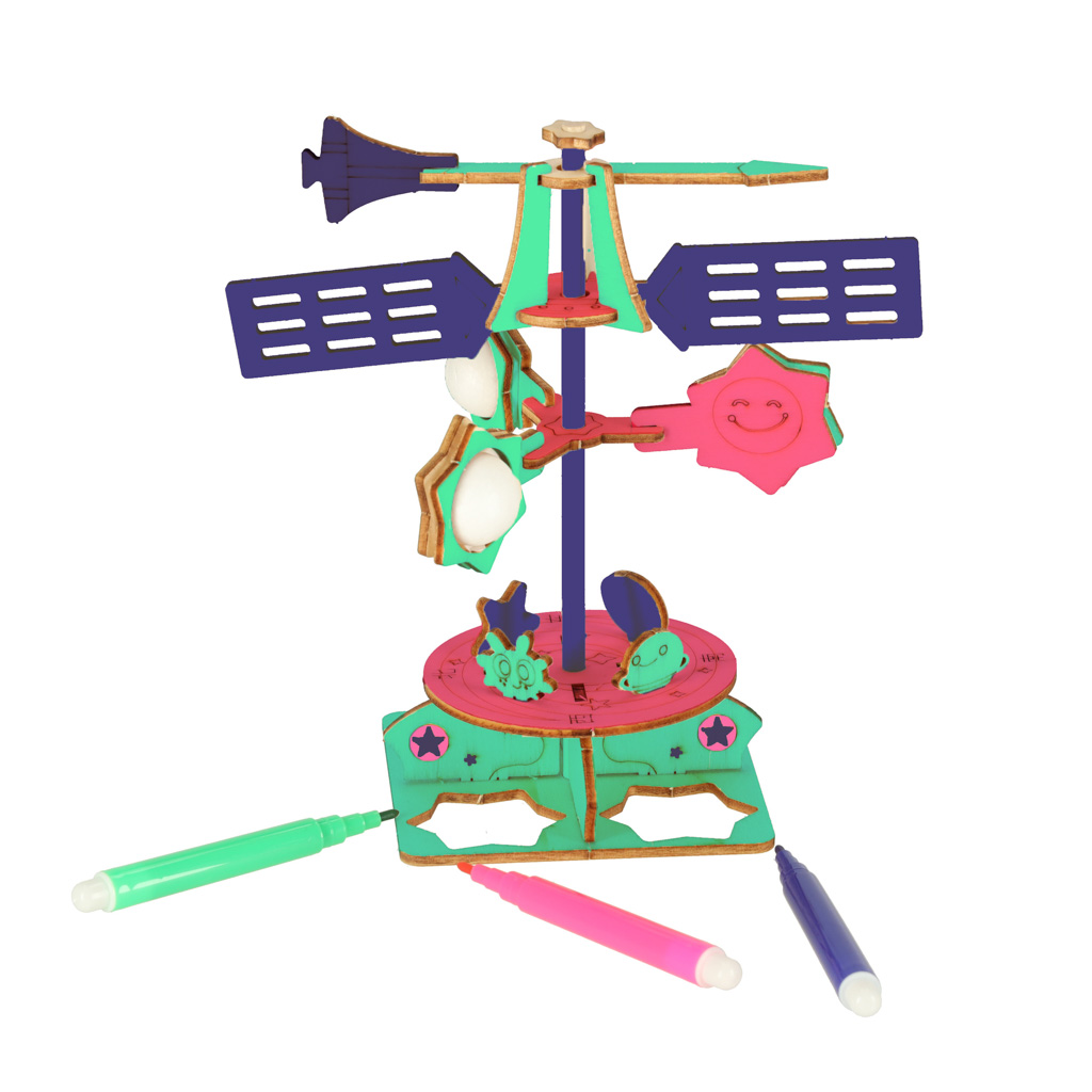 Dřevěné puzzle 3d vědecký model větrné lopatky KX3588