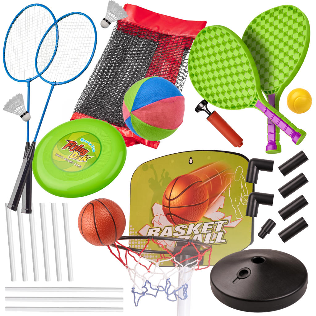 Sportovní sada 5v1 badminton basketbal volejbal tenis frisbee KX3638