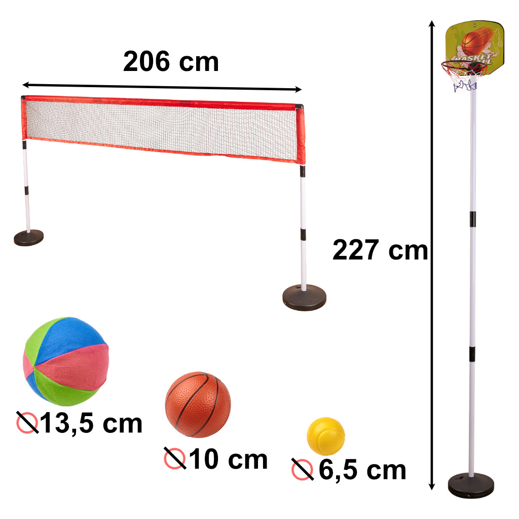 Sportovní sada 5v1 badminton basketbal volejbal tenis frisbee KX3638